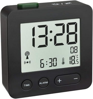 TFA Dostmann Reloj Despertador con Alarma y indicación de Temperatura, Negro, 62x22x68mm (60.2545.01)